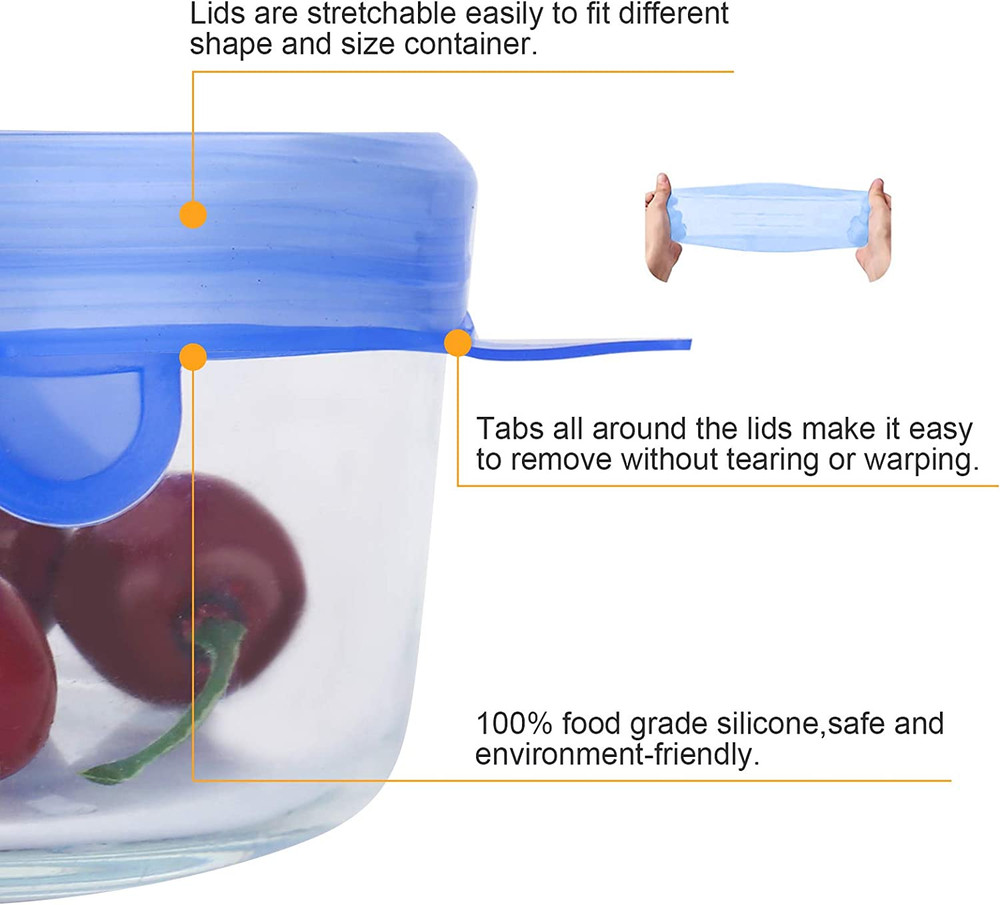 Tapas Silicona Reutilizables Pack 14 Redondas Flexibles Para Almacenaje Comida