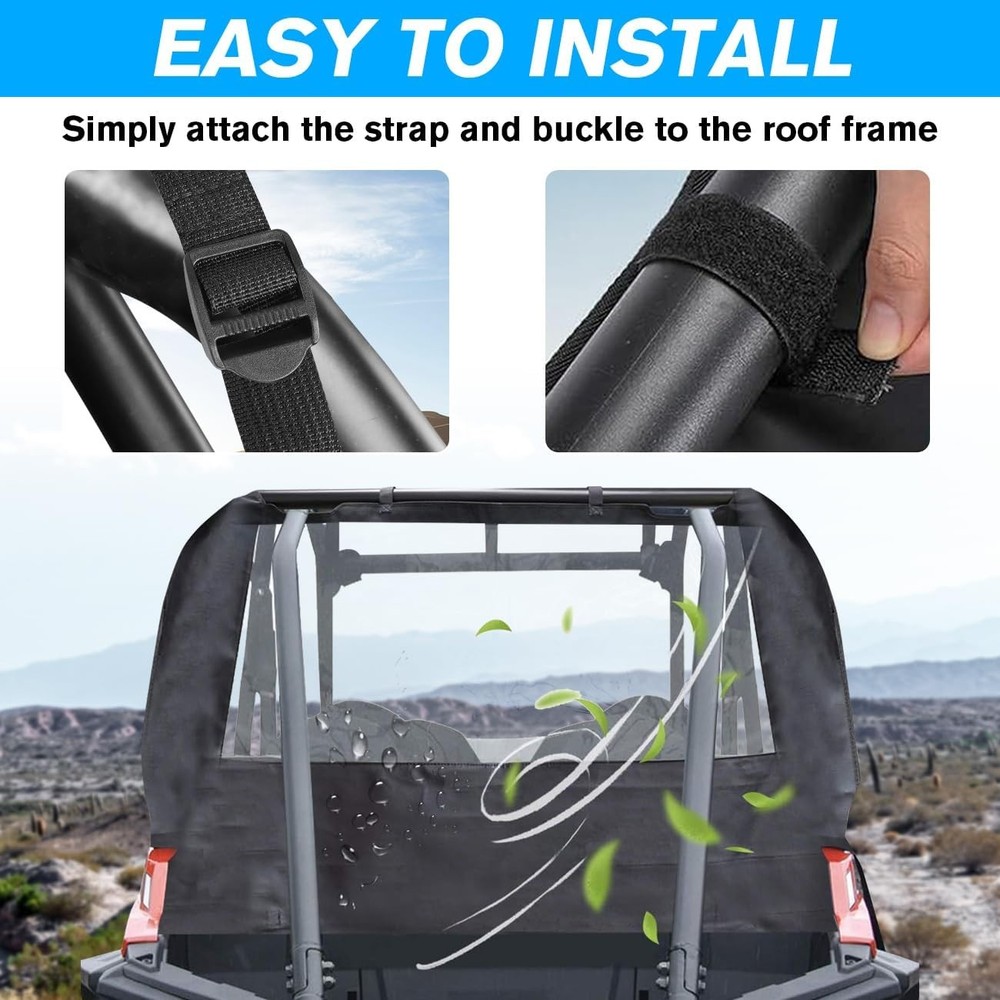 Middle Clear Rear Windshield Window Compatible With For UTV Black