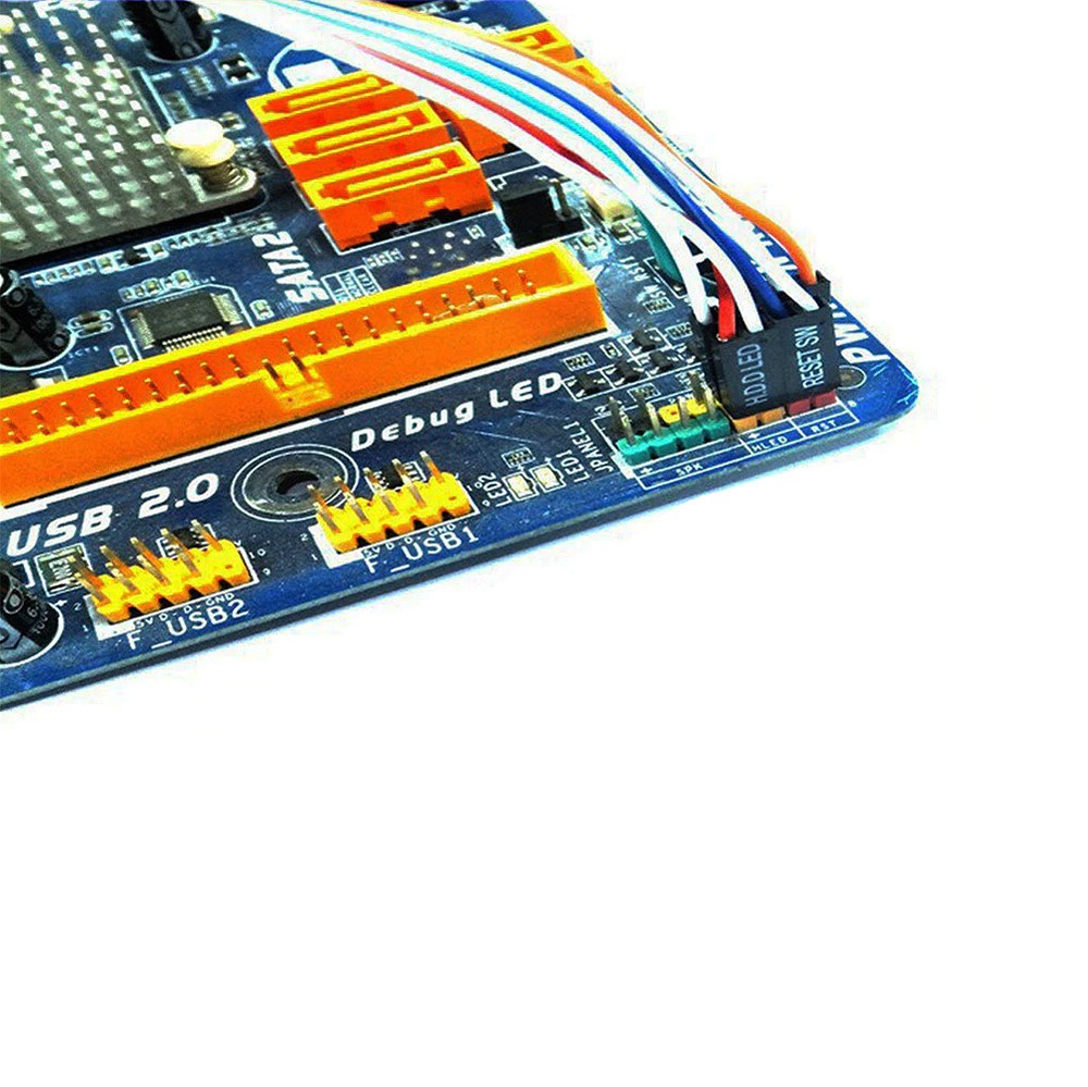 ATX PC Compute Motherboard Power Cable 2 Switch On/Off/Reset with LED Light