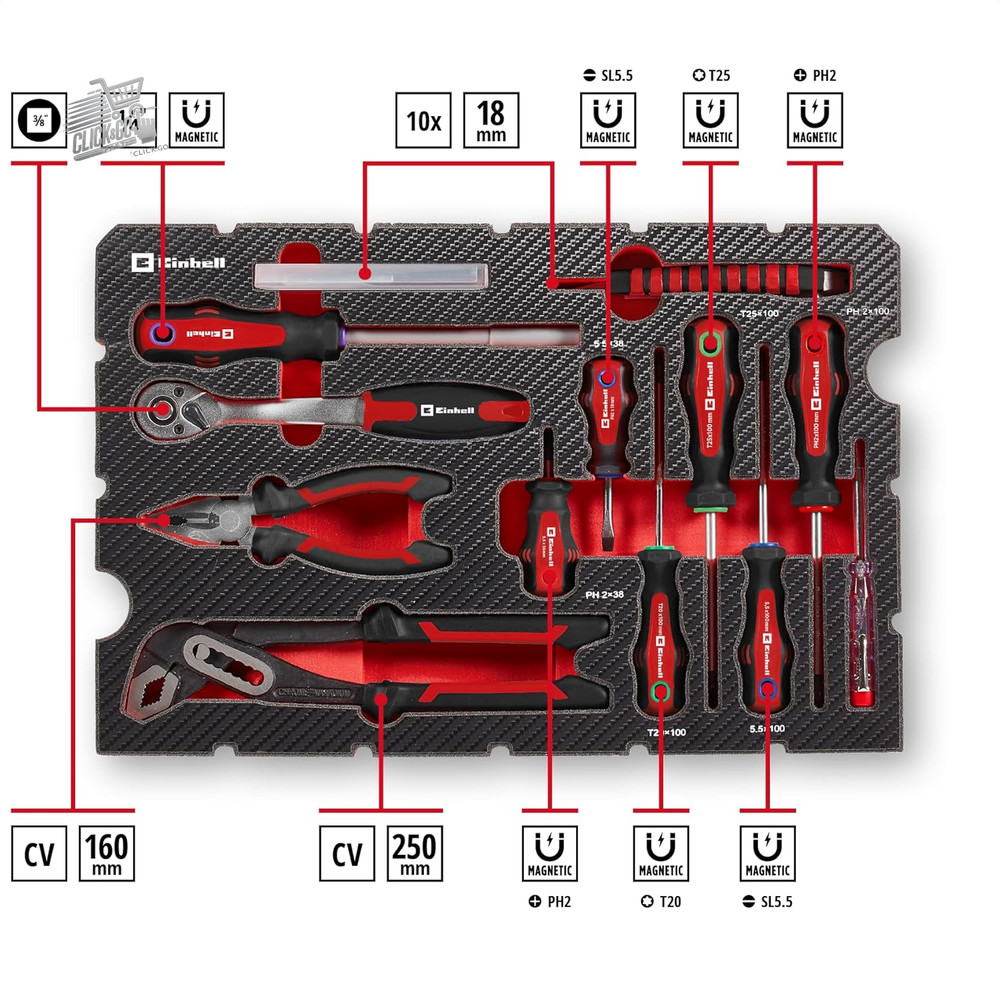 Einhell Original 80 Piece E-CASE (High Quality Tool Set in One Rob