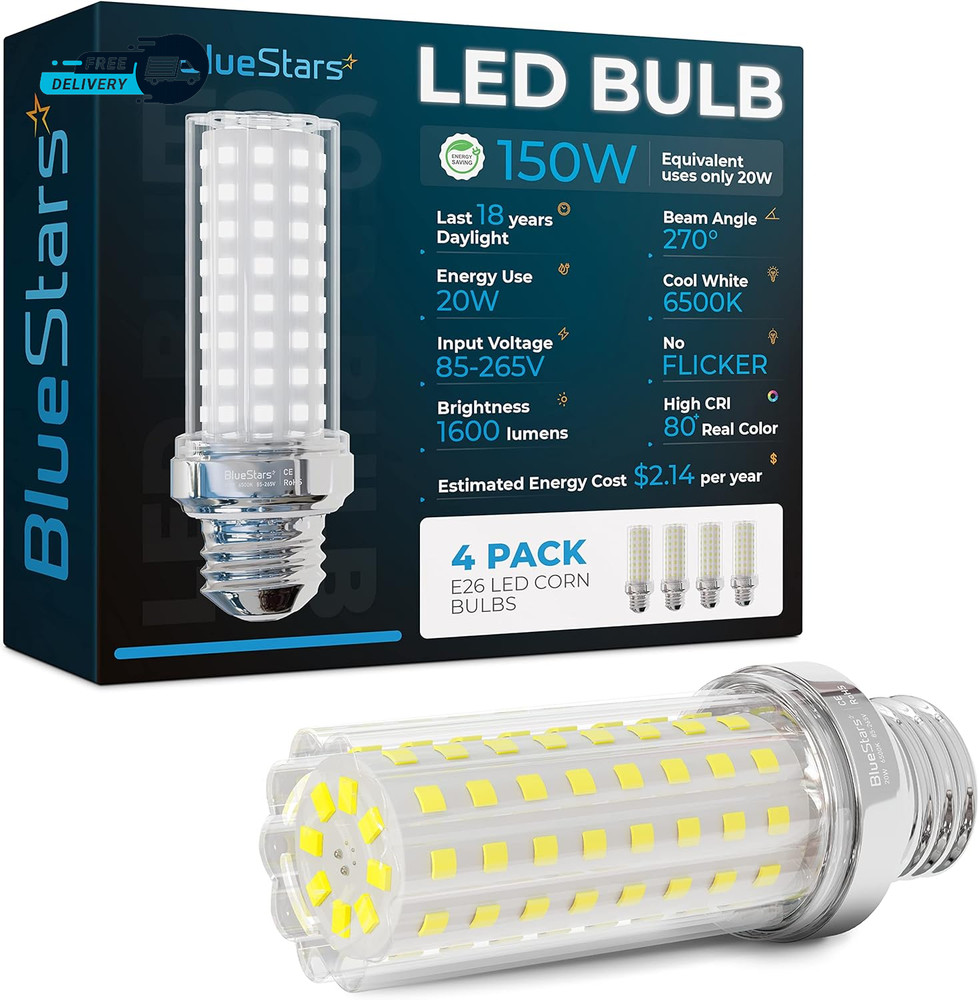 LED Corn Light Bulbs 150W Equivalent Super Bright  1600 Lumens  20W E26 Base