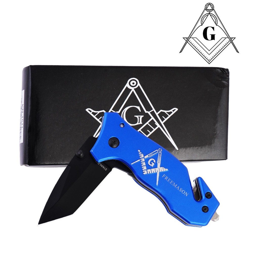 Masonic Folding Knife Expertly Crafted, Durable Tool with Engraved Masonic