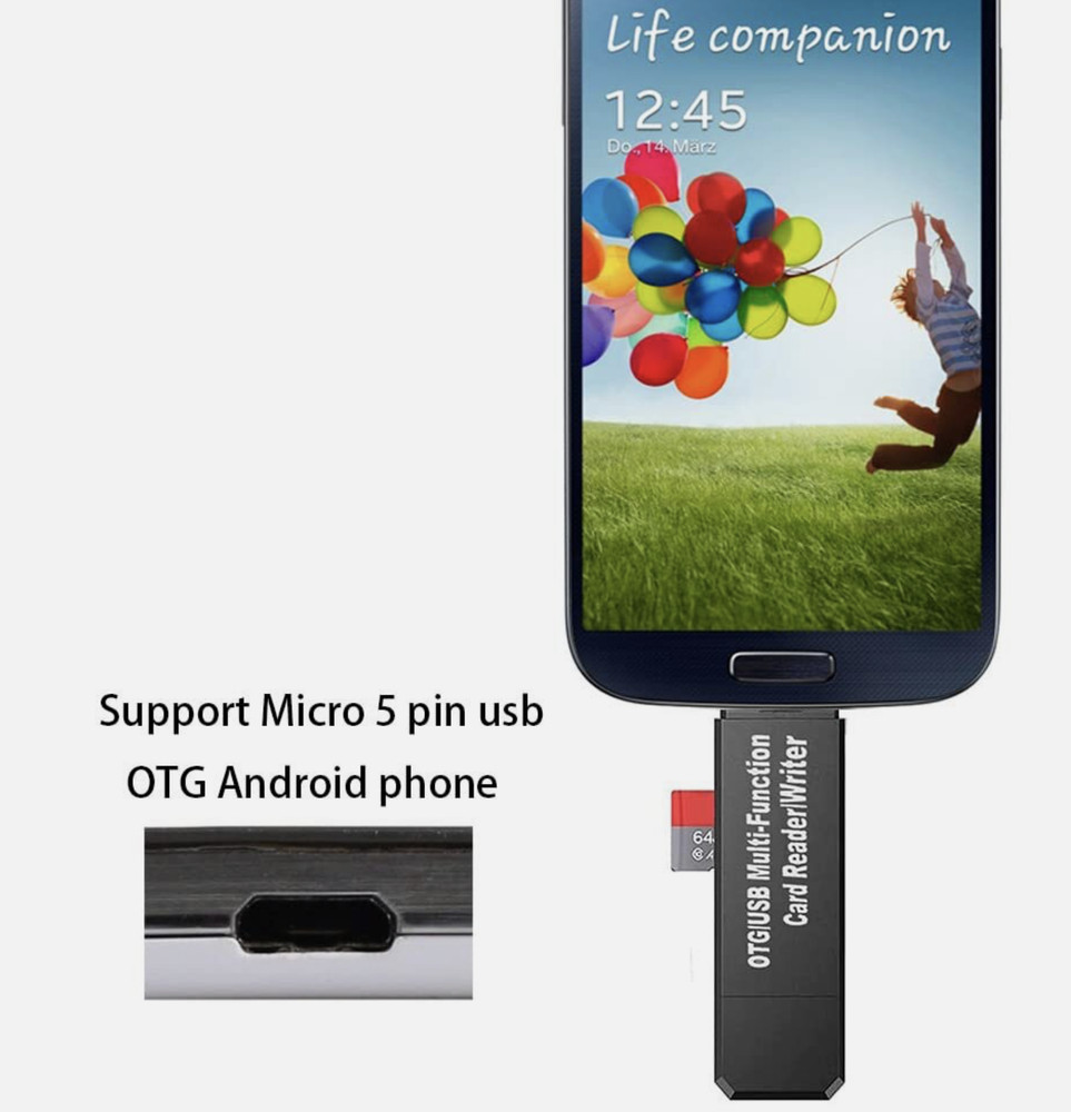 ​2 Each Micro USB OTG/USB 2.0 Card Reader Adapter SD/Micro SD Memory Card Reader