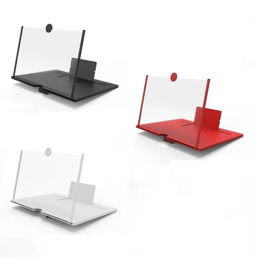 Pullout desktop phone screen magnifier bracket for comfortable video viewing