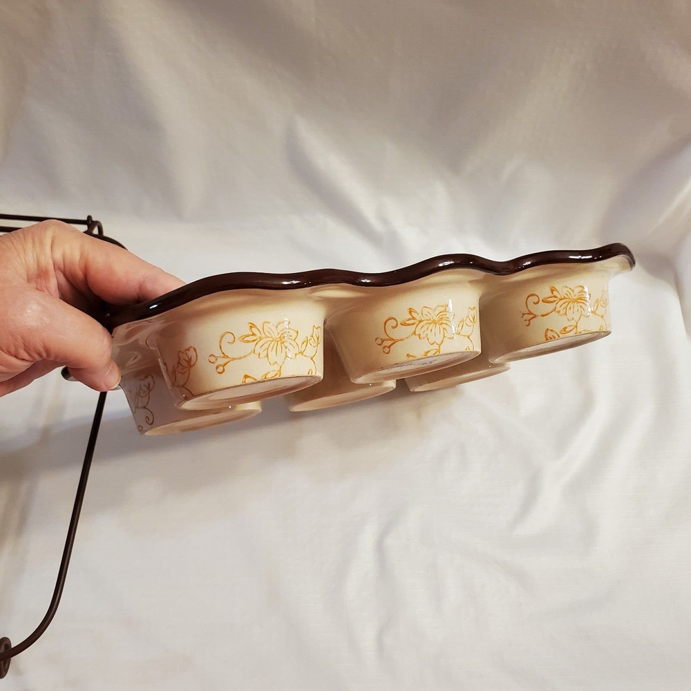 Temptations Bakeware & Rack 6 Muffin Pan ½ Cup Each Orange & Brown