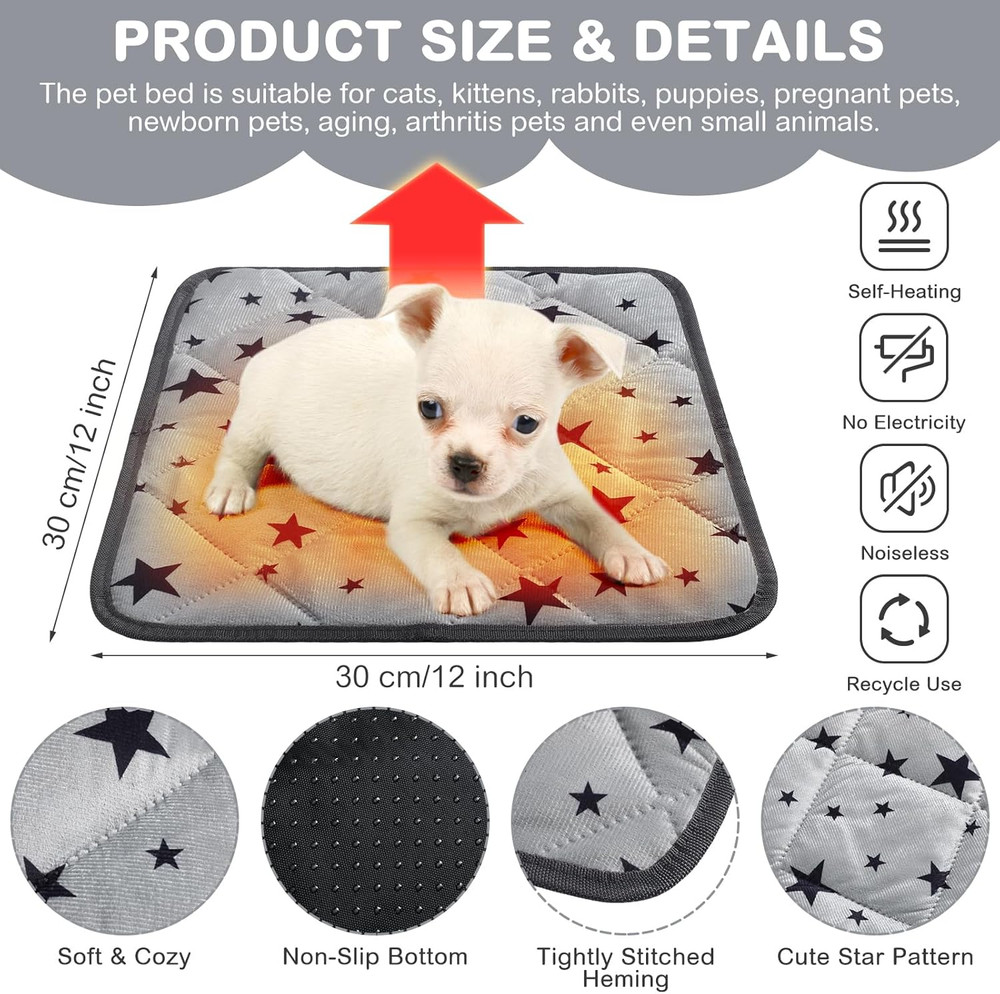 4 Pack Self Warming Cat Bed Self Heating Cat Mat Star Pattern Soft Dog Crate Pad
