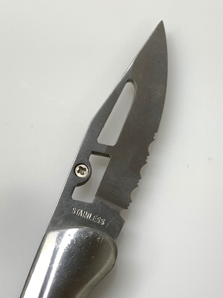 Fighter Plus Pocket Knife Light Brown Wood Grain Handle Single Blade SMALL CRACK