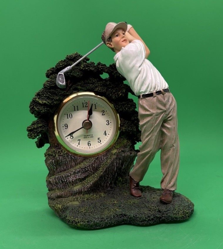 Golfer Clock Figurine