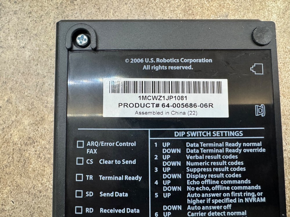 US Robotics, V.92, Model 5686G, 56K Faxmodem