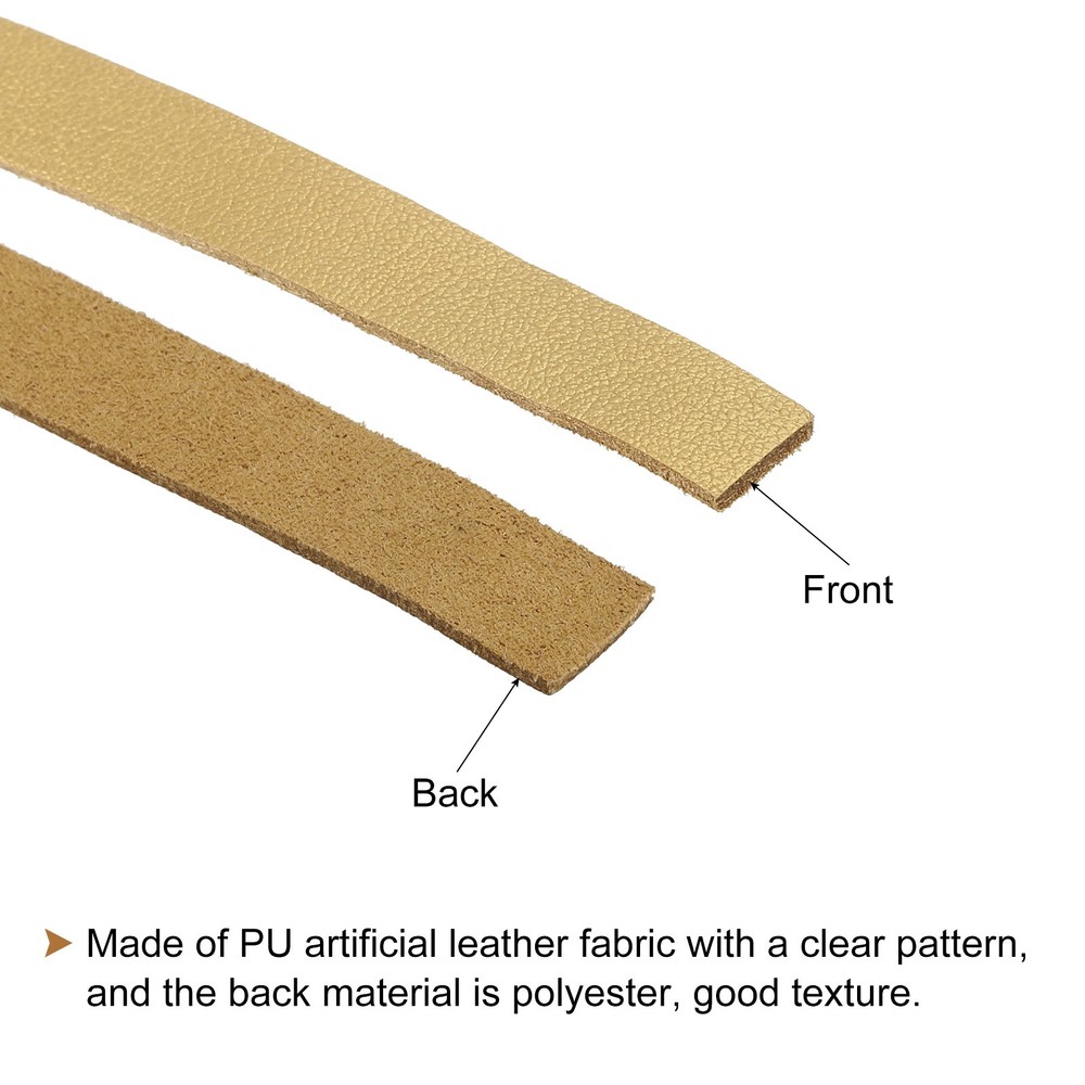 Leather Straps Belt Strip Leather Strips String 1cm/0.4" Width, Gold Tone