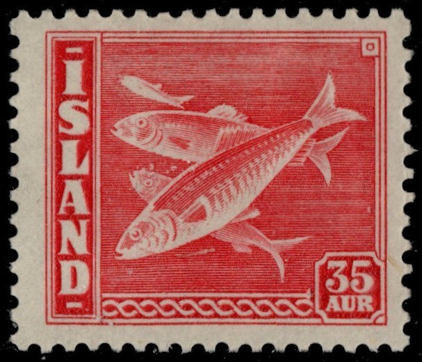 ICELAND 226 - Atlantic Codfish "1943 Carmine" (pc37626)