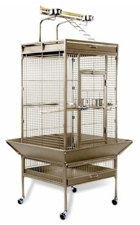 Medium Wrought Iron Select Bird Cage Chalk White