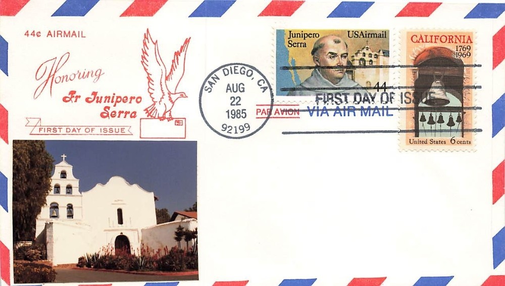C116 44c JUNIPERO SERRA AIRMAIL - Turner - combo FDC