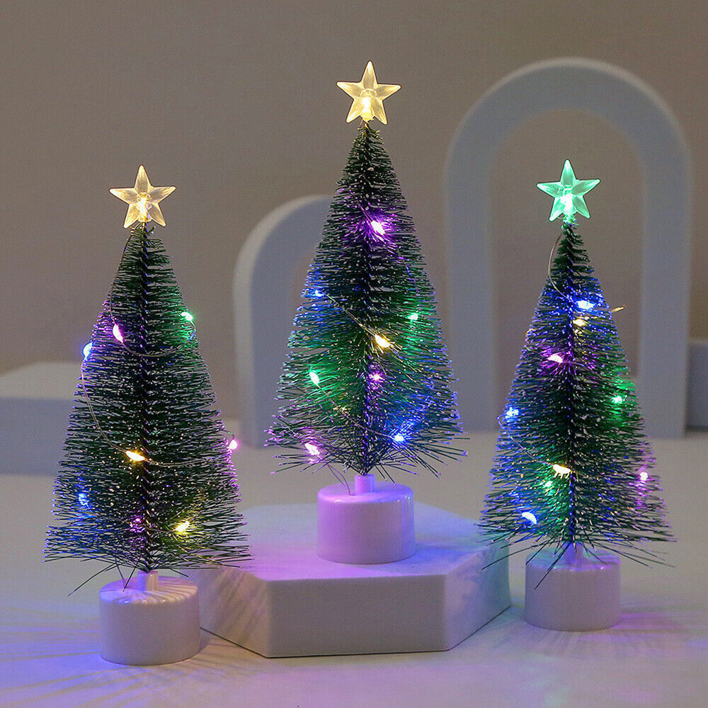 LED Christmas Tree Decorations Desktop Mini Light Decor Luminous DIY Ornaments