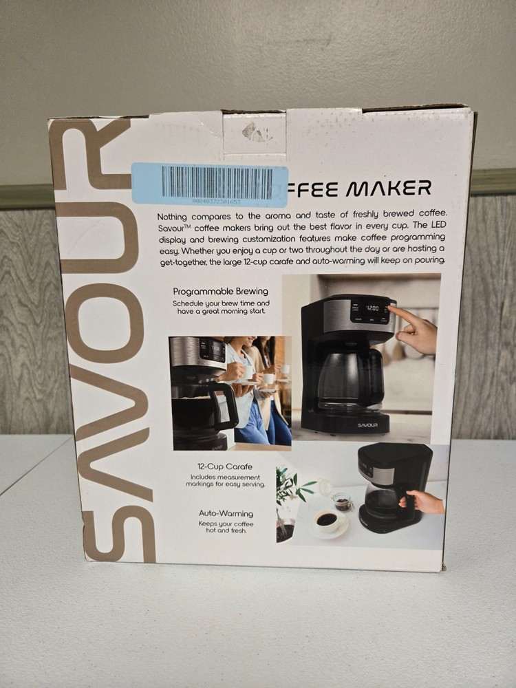 12-Cup Programmable Coffee Maker Ac-Powered Brewing Machine, Black