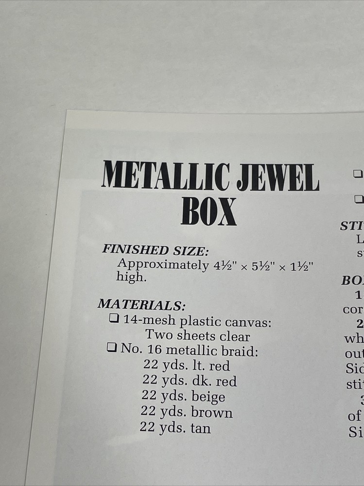 Metallic Jewel Box Annie's Plastic Canvas Pattern