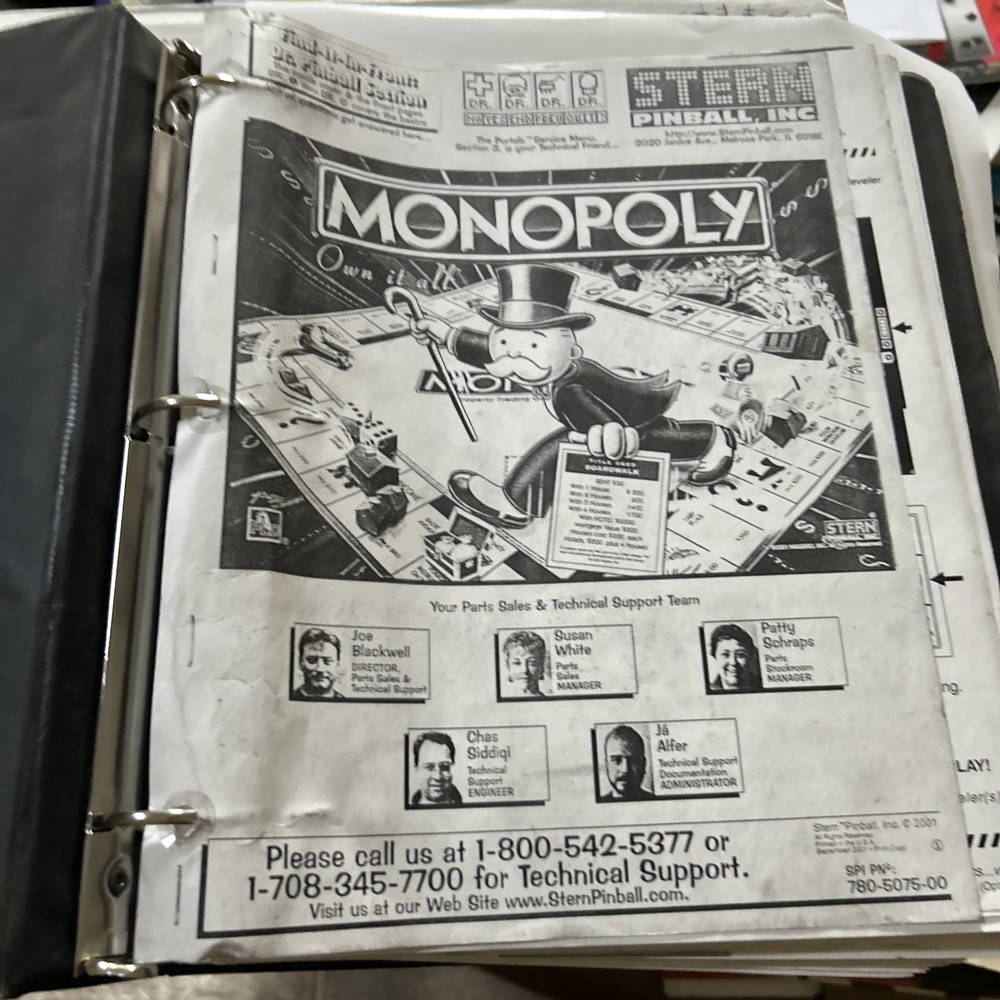 Copy Monopoly  STERN  pinball machine manual