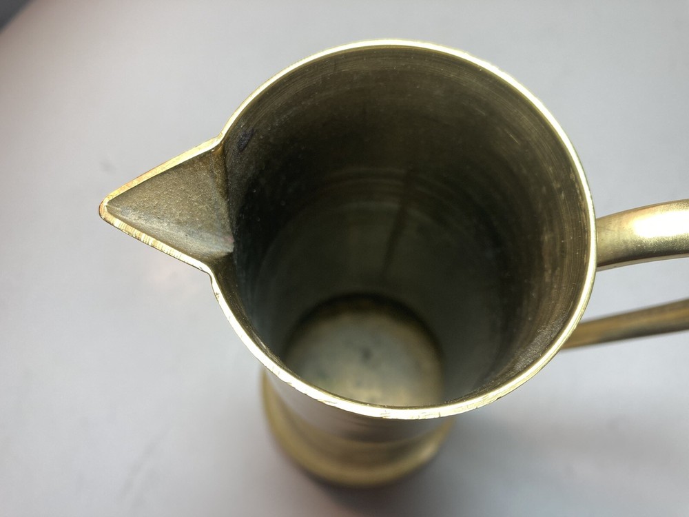 Vintage Solid Brass Pitcher Flower Pot Vase 7.75”