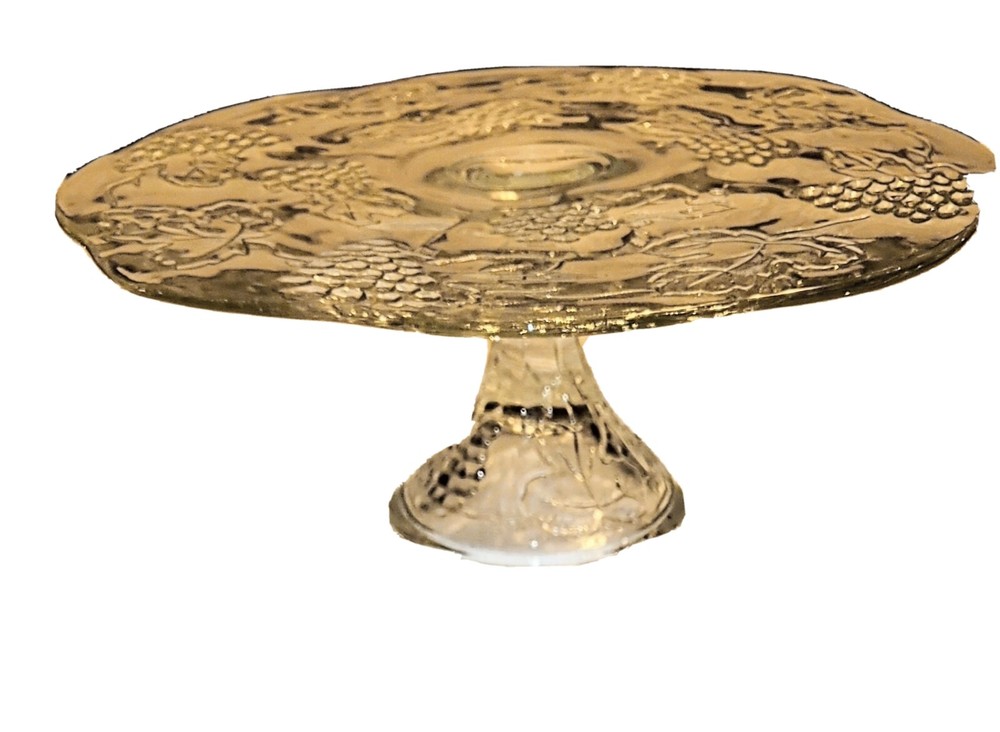 Decorative Fruit & Flowers Glass Cake Stand - Dining, Glassware, Serveware