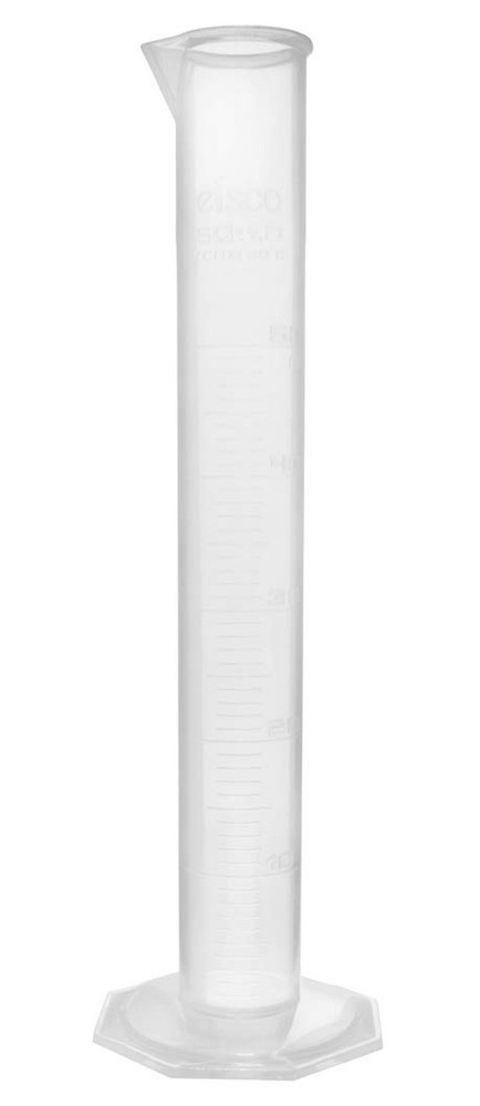 EISCO Graduated Cylinder, 50mL - Class B Tolerance - Octagonal Base - Polypro...