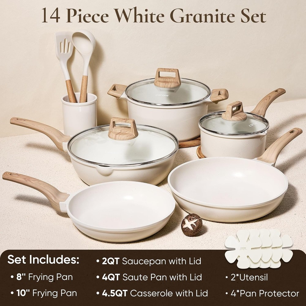 Kitchen Cookware Set 14 Pcs with Utensils Included