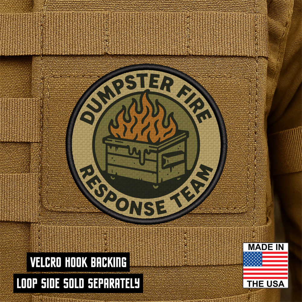 Dumpster Fire Response Team Funny Morale Patch, 3" Round Hook & Loop Tactical