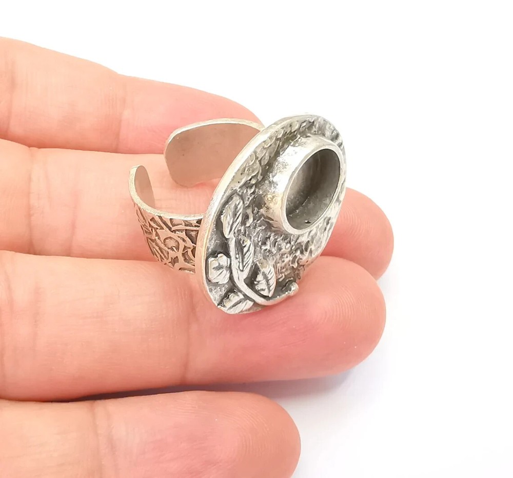 Leaf Ring Blank Settings, Cabochon Mounting, Adjustable Resin Ring Base 10mm