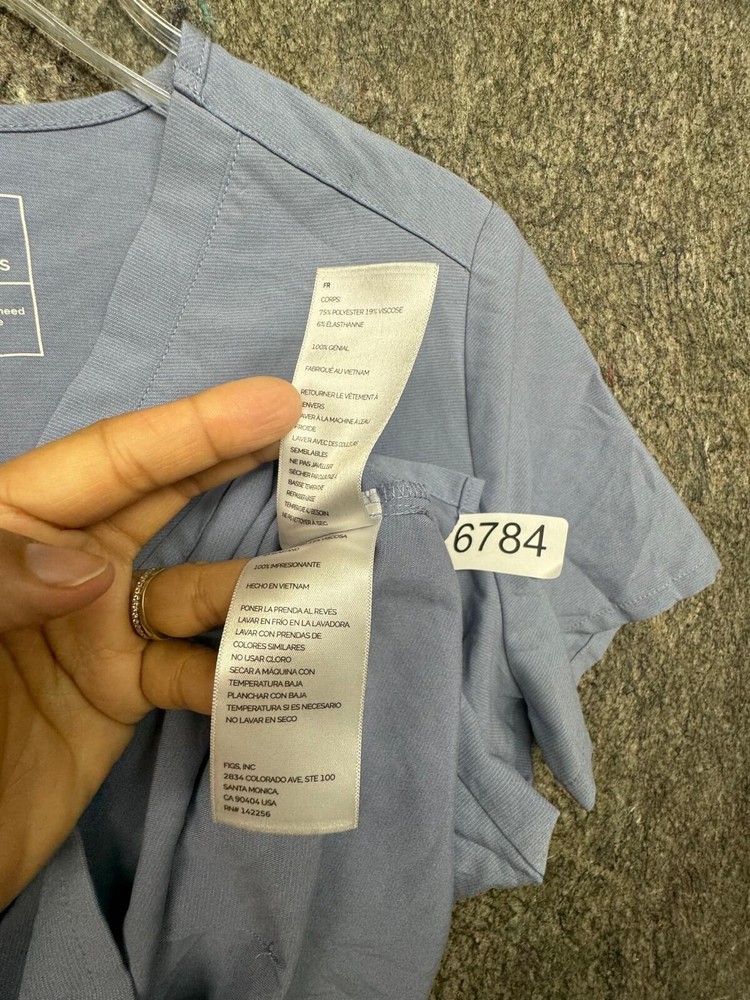 Figs Womens Scrubs Top Technical Shirt Blue Size Small