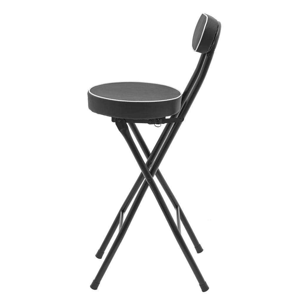 2pcs Black Counter Stool Bar Stool Portable Folding Kitchen Dining Chair