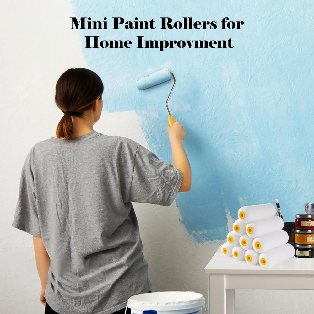 Foam Paint Rollers, 10 Pack 4 Inch Paint Rollers, Mini Paint Roller, High Absorp