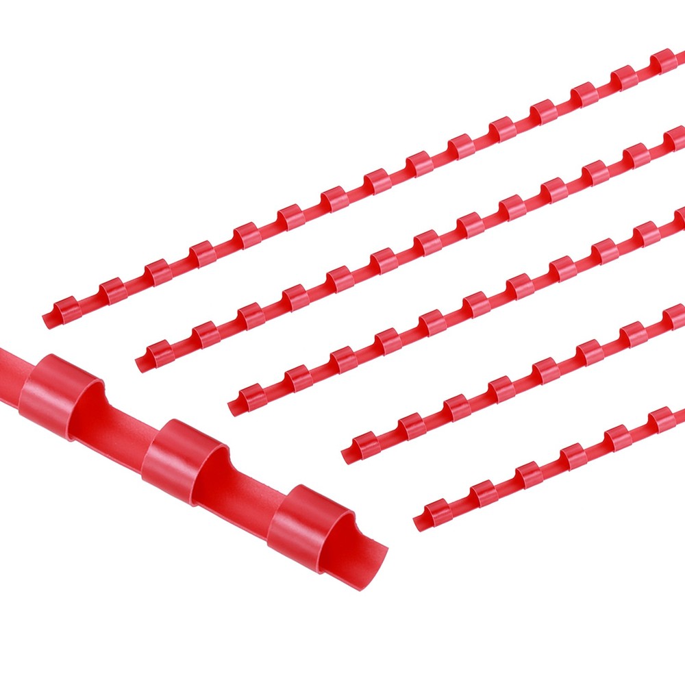 50 Pcs 6mm (1/4") Plastic Binding Combs 20 Sheet Capacity 21 Rings, Red