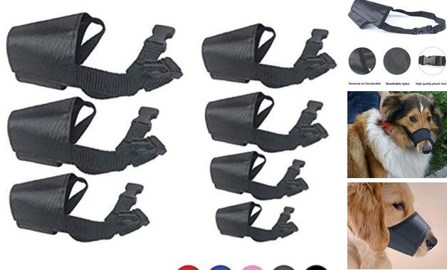 Nylon Dog Muzzle - Adjustable Quick Fit pet Muzzle Prevent from Biting Black