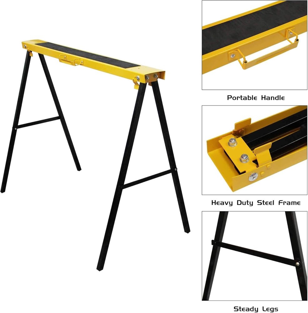 Effortless Setup Folding Sawhorses, Heavy Duty Twin Pack - Perfect for Projects
