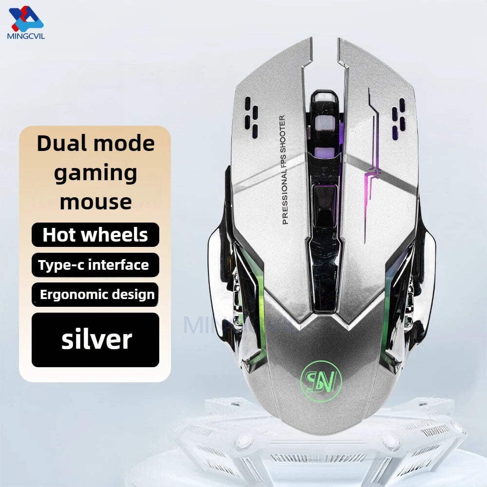 MINGCVIL Rechargeable Wireless Mouse Gaming Computer Bluetooth Mouse USB Mechani