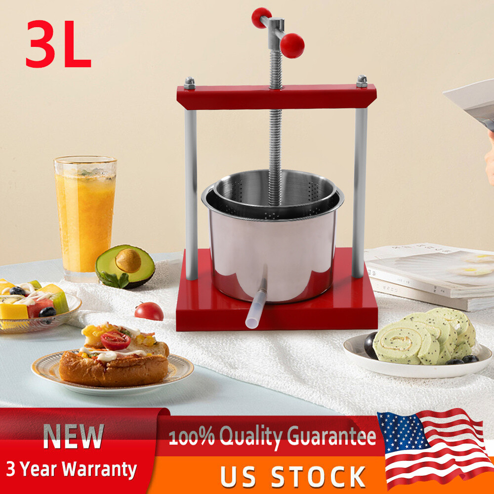 3L/ 0.8 Gal Cheese Tincture Herb Fruit Wine Manual Press Machine Labor Saving