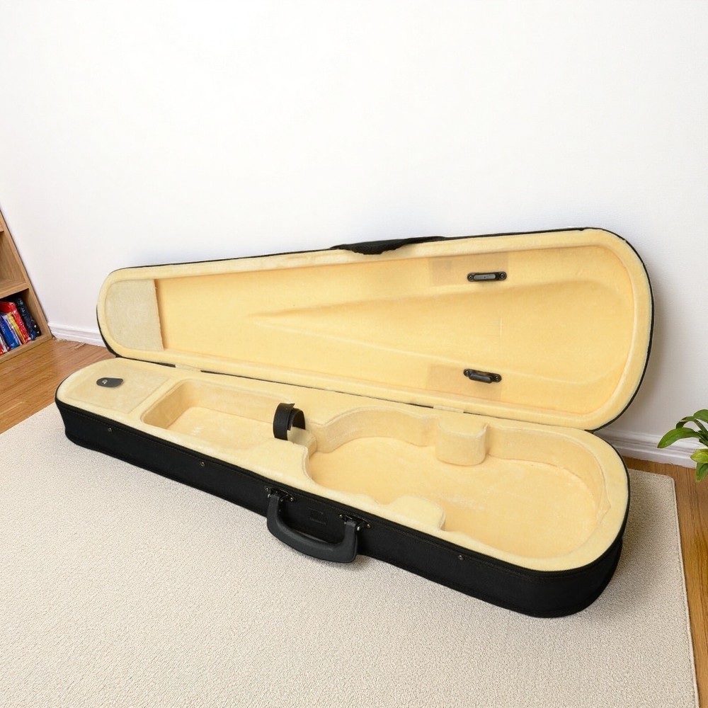 4/4 & 3/4 Violin Hardshell Case - Padded, Beige Interior, Black Exterior