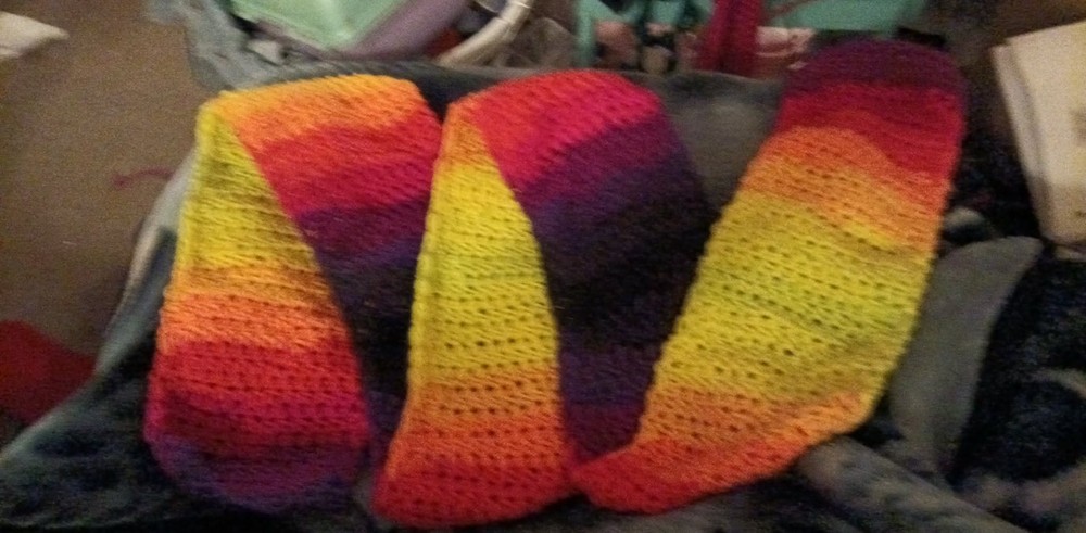 Handmade Crochet Rainbow Scarf