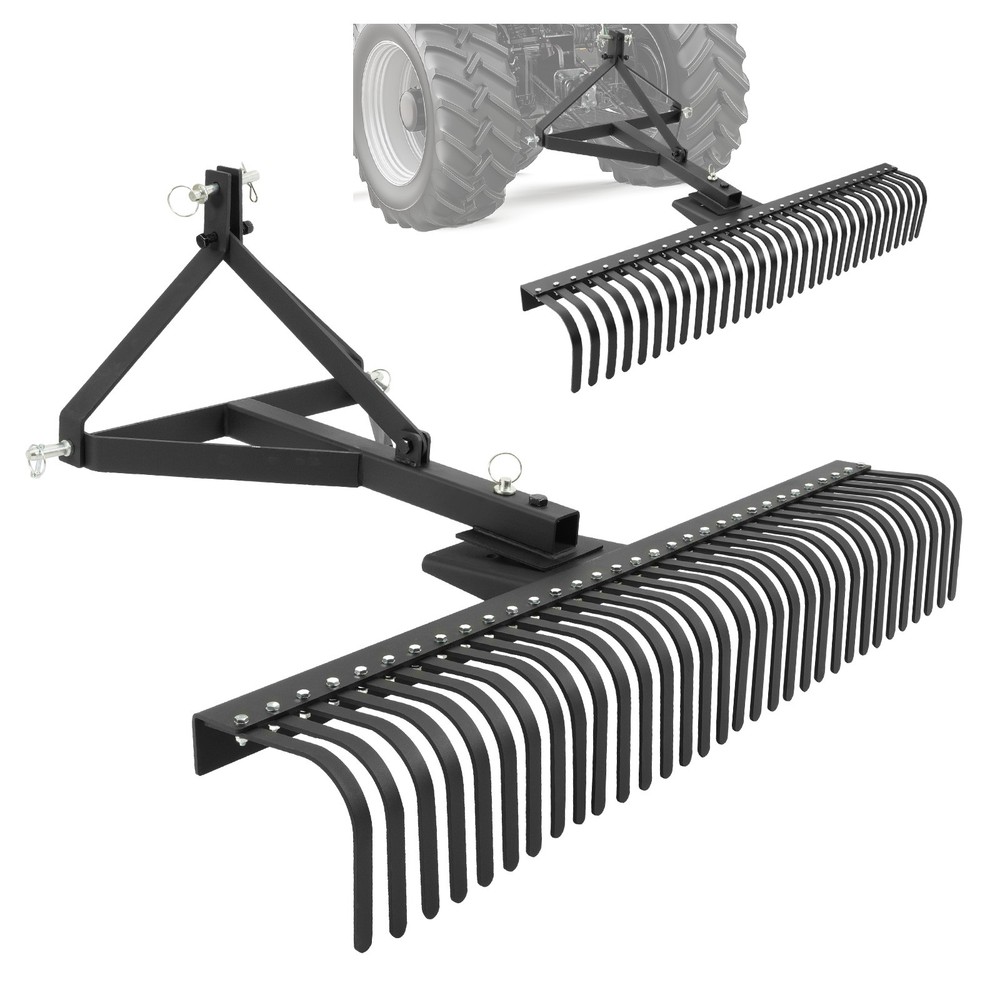 3 Point 60" Landscape Rake For Cat 1 Tractor Hookup Compact Tractors Loader