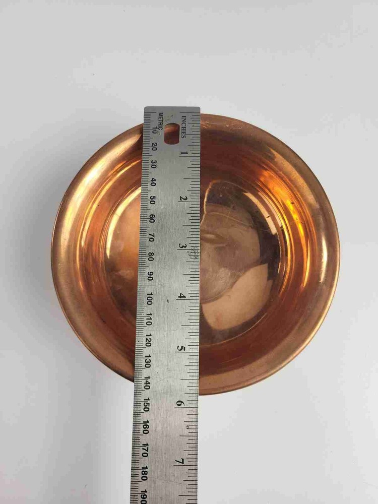 Vintage Solid Copper Bowl Dish With Raised Base 6" Bowl