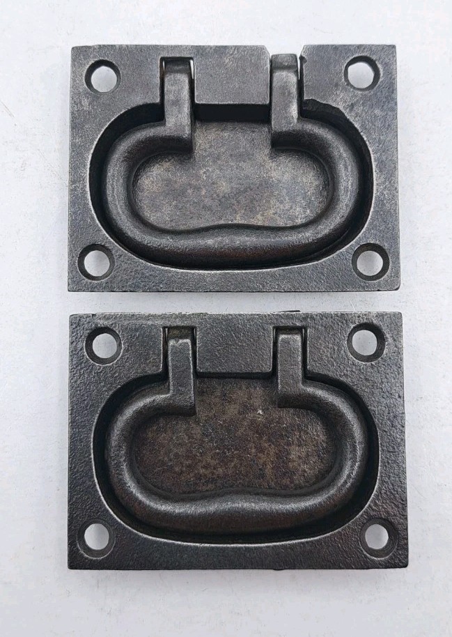 Antique Tool Box Chest Handles Recessed Drop Pulls Vintage Hardware Pair Handle