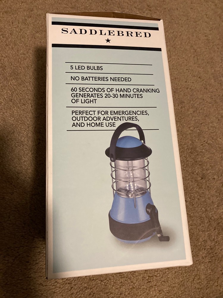 SADDLEBRED, HAND CRANK, LANTERN, BLUE, NO BATTERIES NEEDED