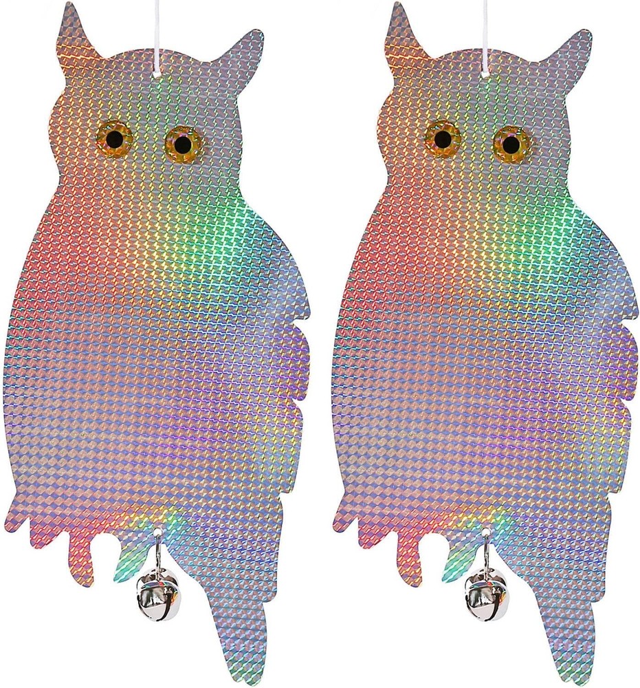 Realistic 2-Pack Owl Deterrent Devices – Reflective & Sound-Producing for Safety