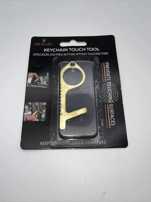Mosaic No Touch Key Tool Open Doors Brass Keychain New