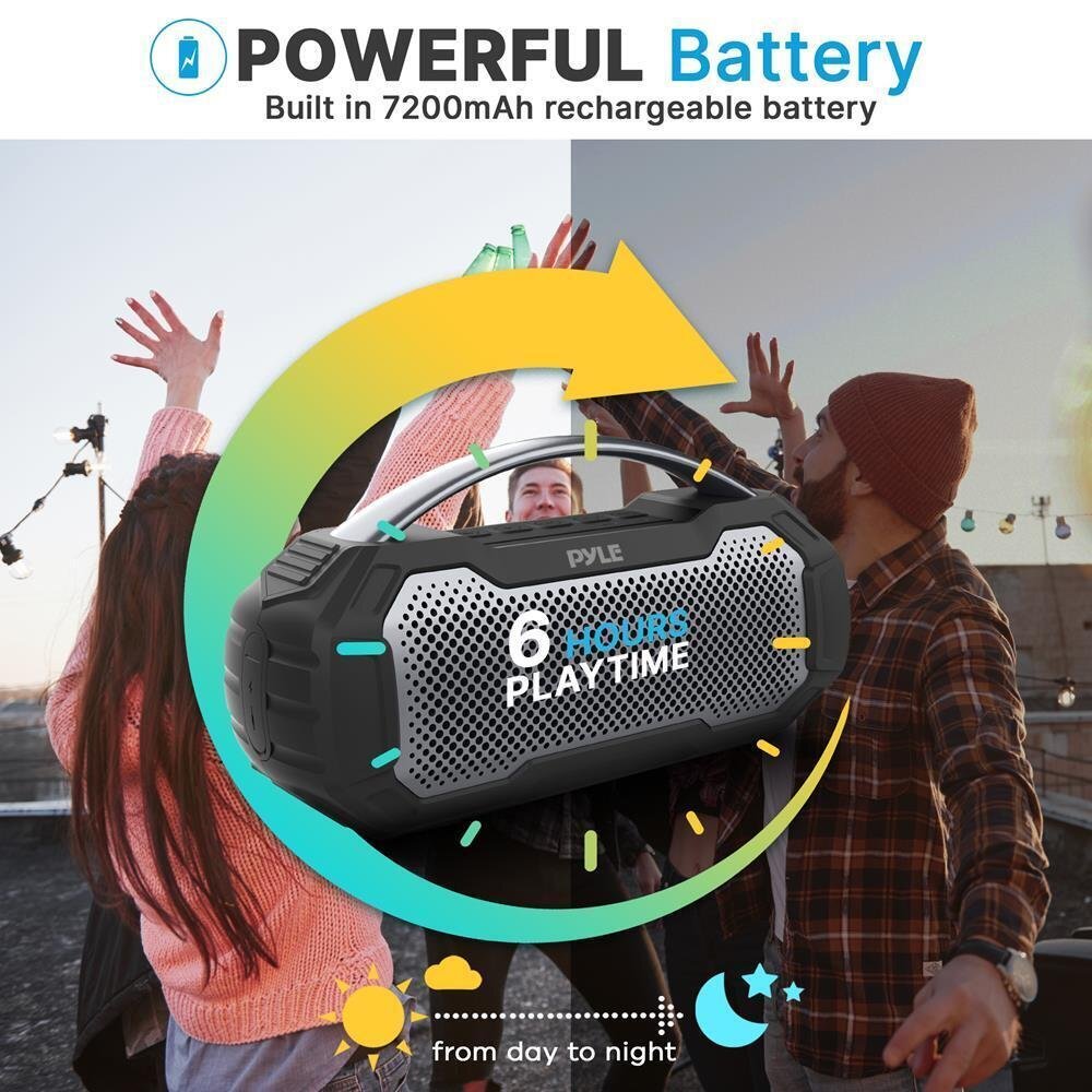 Pyle Portable Wireless BT Streaming Speaker-IPX6 Waterproof Wireless Speaker