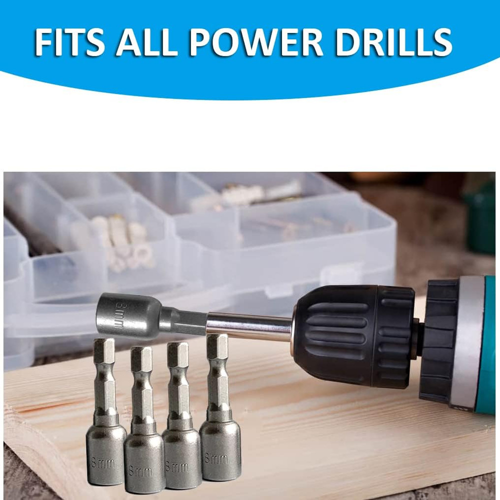 5/16 Nut Driver Bit Set 10PCS Hex Shank Magnetic Socket Quick Change Impact Tool