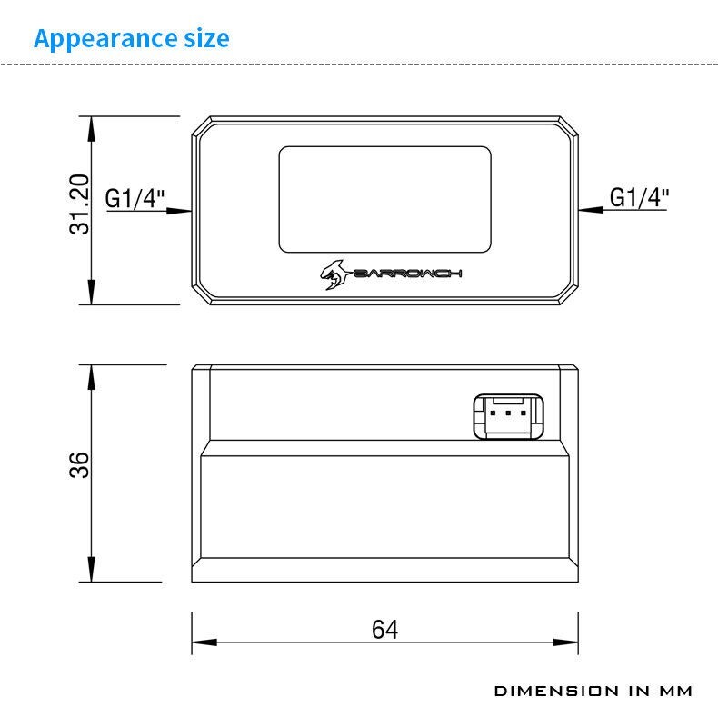 G1/4 Thread 2 Way Water Cooling Flow Meter Indicator Temperature Digital Display