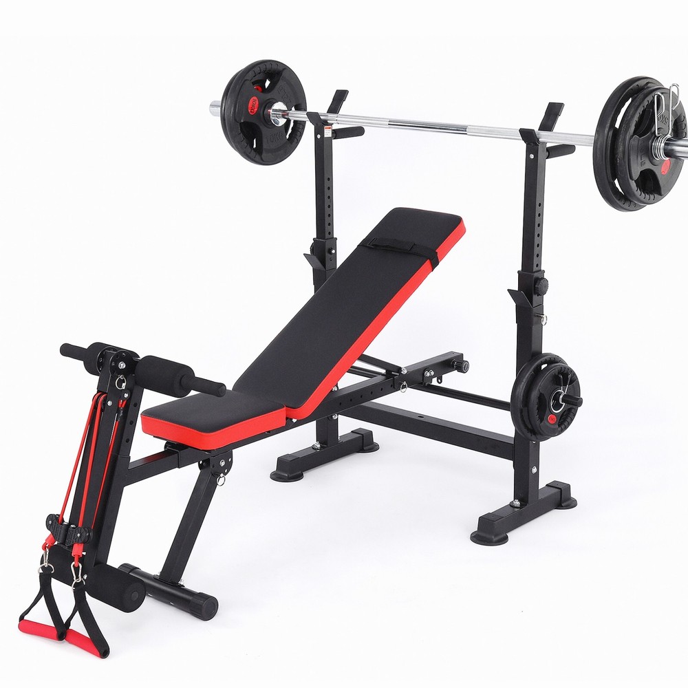 600lbs Weight Bench Set with Squat Rack Foldable Adjustable Bench Press Set NEW!