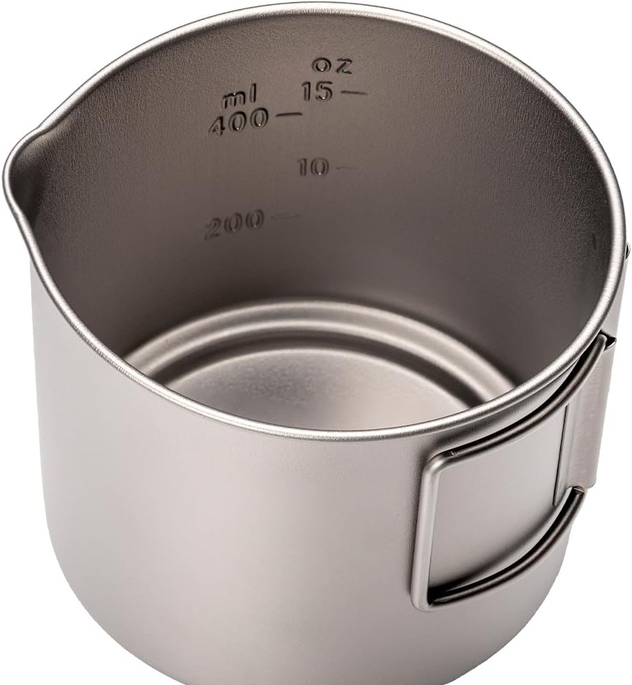 Titanium Lightweight Camping Mug Pot W/Folding Handle Set, 500Ml