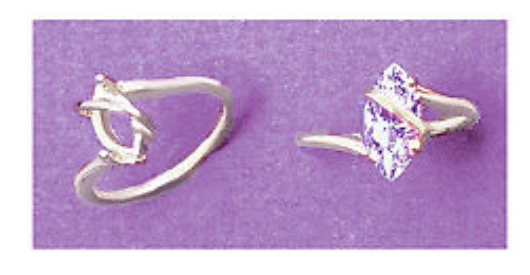 12x6mm Shallow Marquise Sash Sterling Silver Ring Pre-Notched Setting Size 7