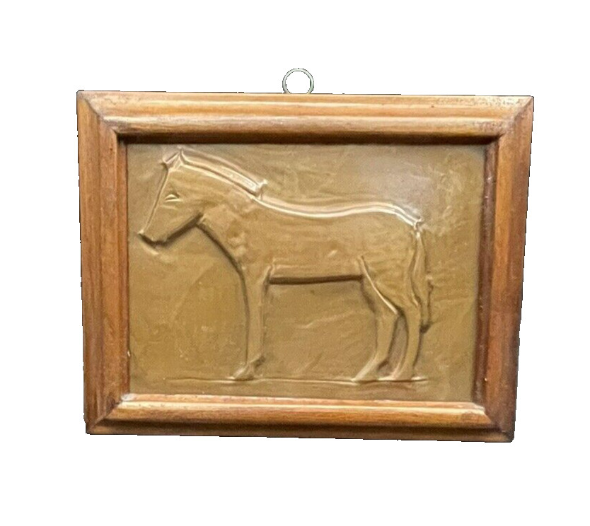 Vintage Handcrafted Primitive Hammered Copper Horse 7x5 Frame